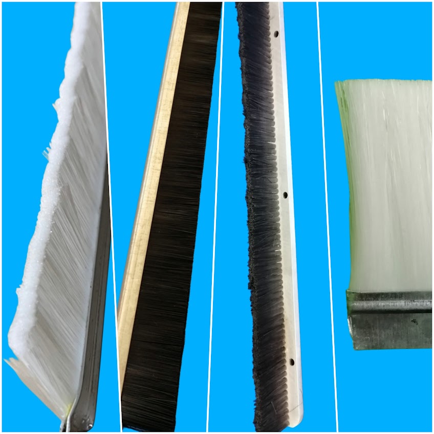 Cepillo lineal industrial para sellado y guiado, fabricado a medida.